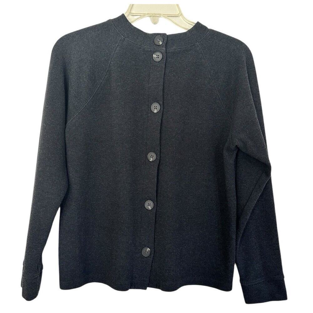 Madewell Classic Full Front Button Sweater Small Dark Gray
